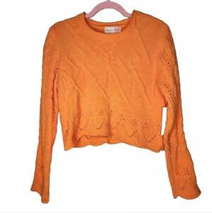 Hazel Moon Cropped Sweater in Sun Orange Size M